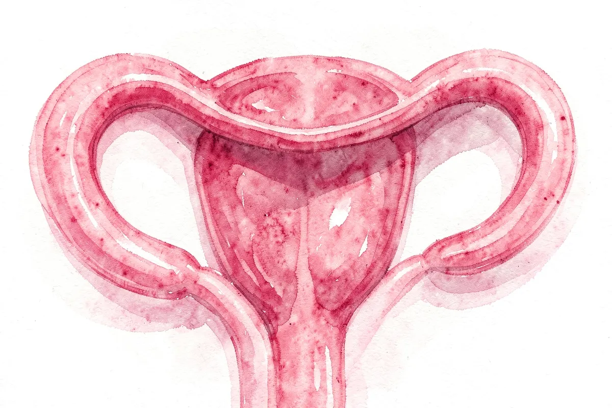 Close-up de um útero com tecido endometrial fora do lugar