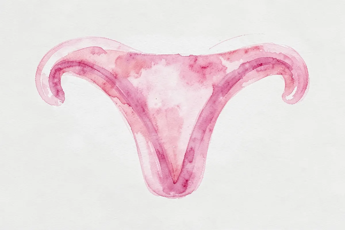 Ilustração de um diagrama anatômico simplificado da genitália feminina.
