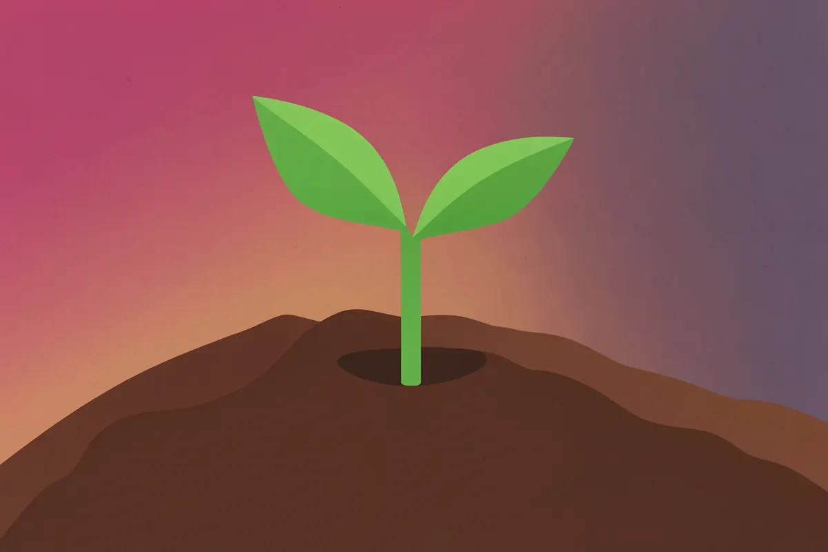 Gráfico de crescimento com uma planta crescendo