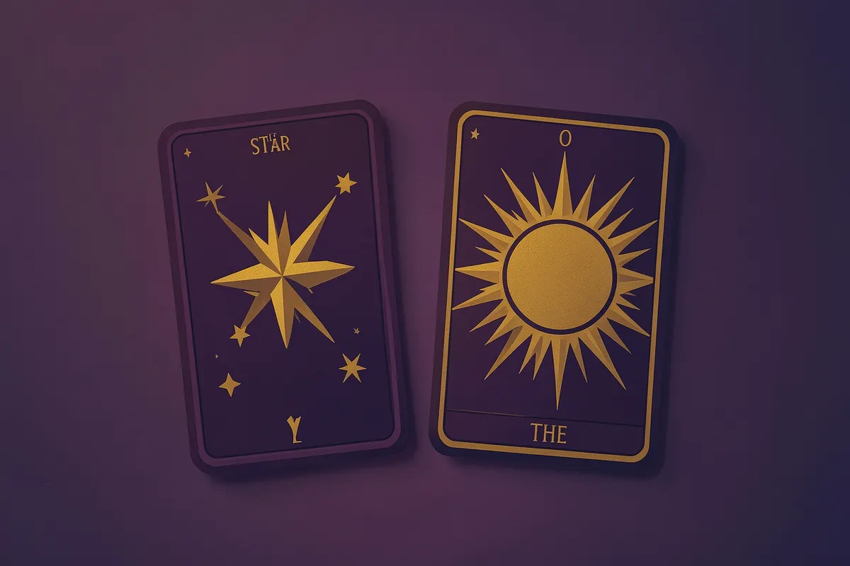 A Estrela do Tarot ao lado da carta O Sol
