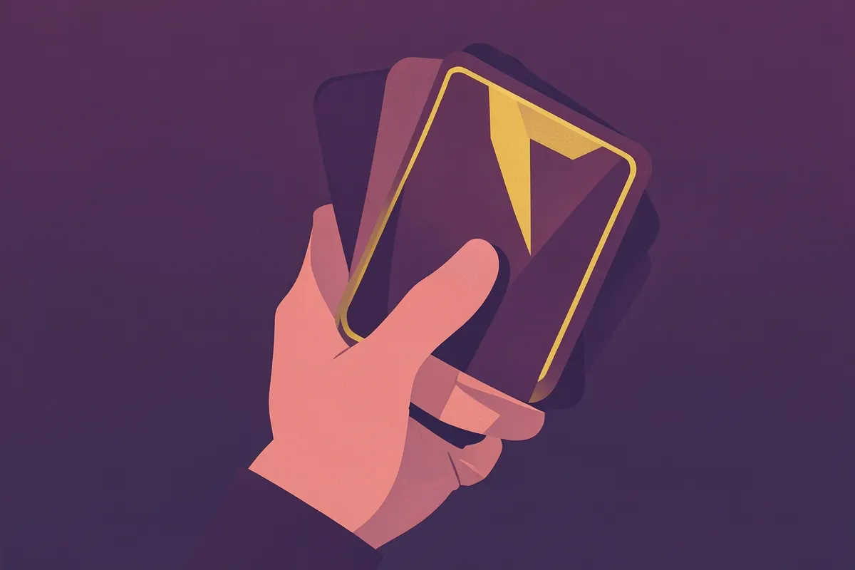 Mão segurando um oráculo de tarot.