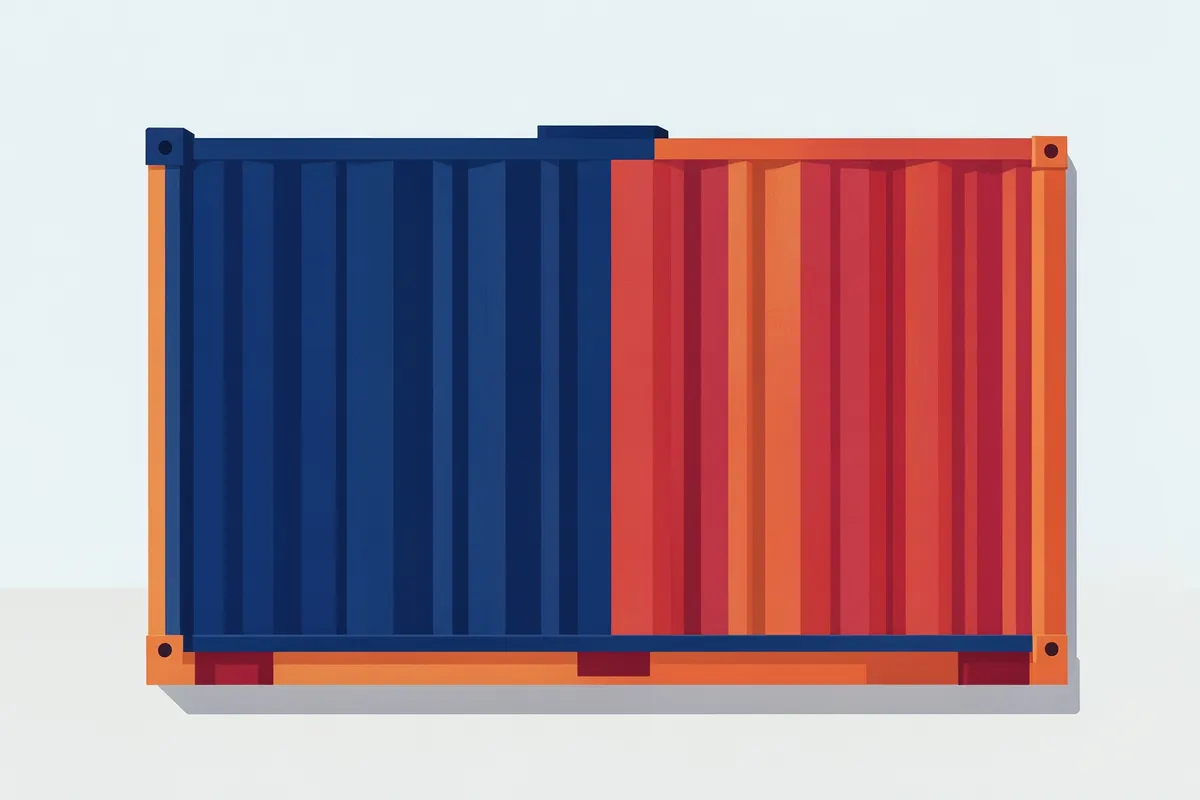 Container metálico com pintura nova, pronto para ser adaptado como lanchonete.