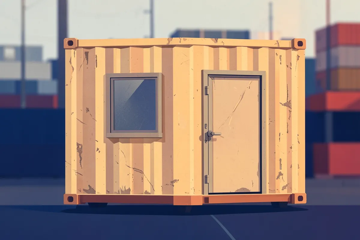 Container transformado em uma pequena loja ou escritório
