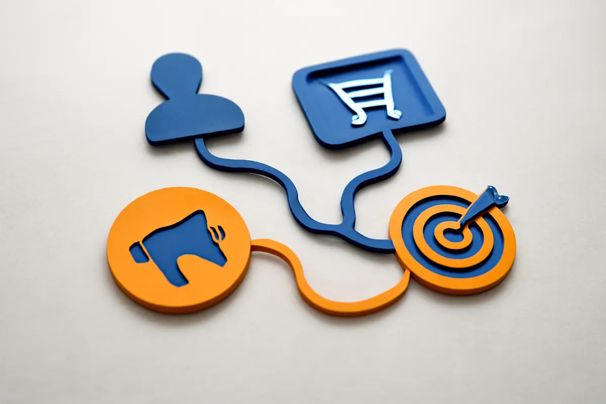 quatro tipos de marketing em ícones interligados