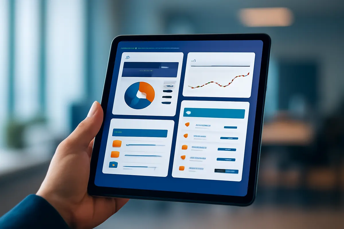 pessoa escolhendo entre diferentes interfaces de software crm em um tablet