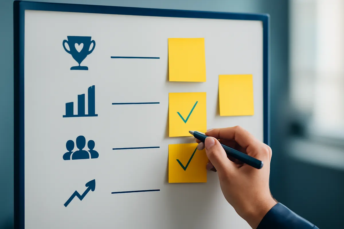 processo de implementação de crm com checklist e ícones de sucesso