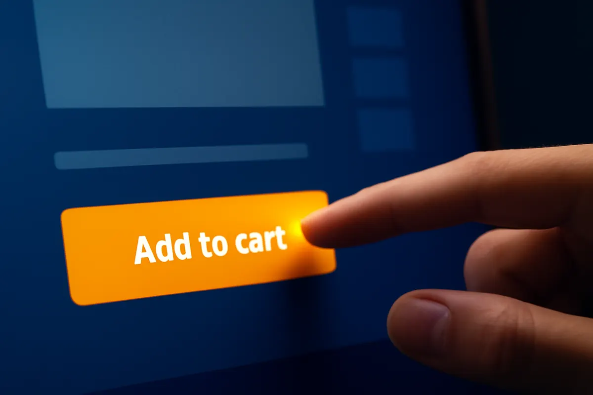 exemplo de botão CTA em um site de e-commerce, detalhe do botão, luz focada