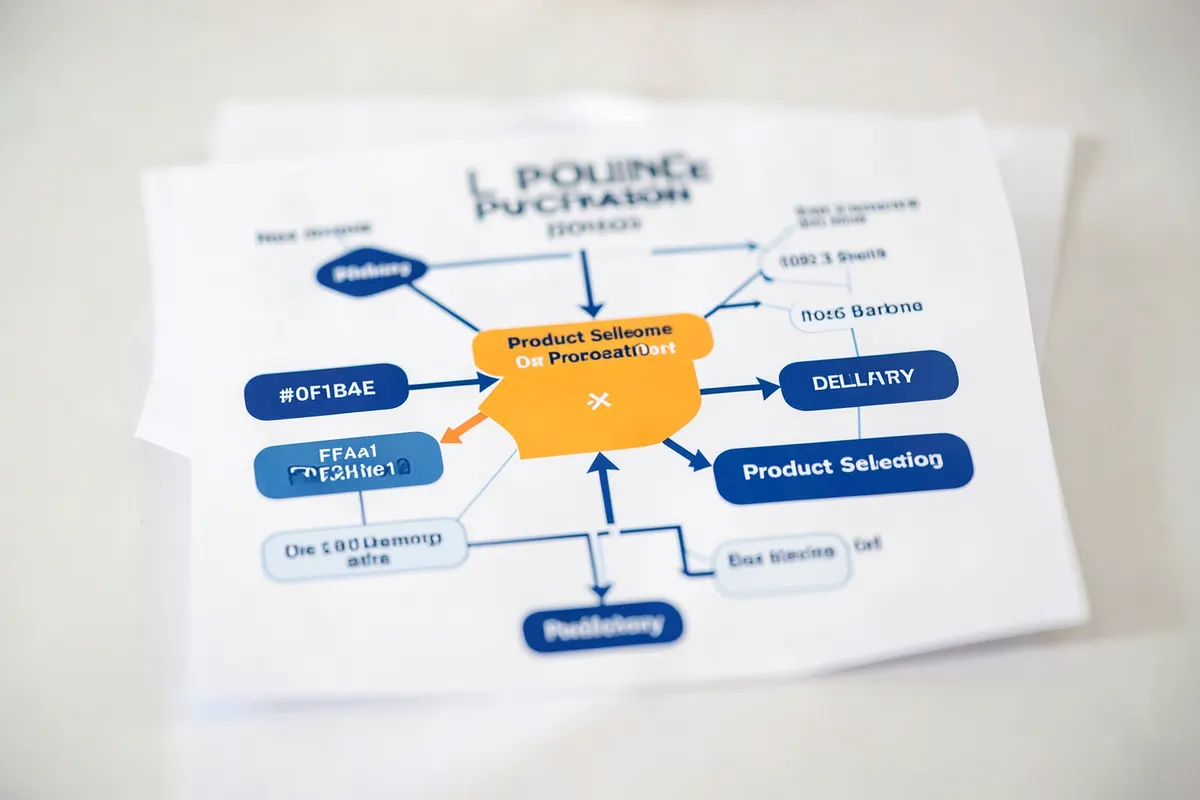 Diagrama de fluxo mostrando o processo de compra online, desde a seleção do produto até a entrega.