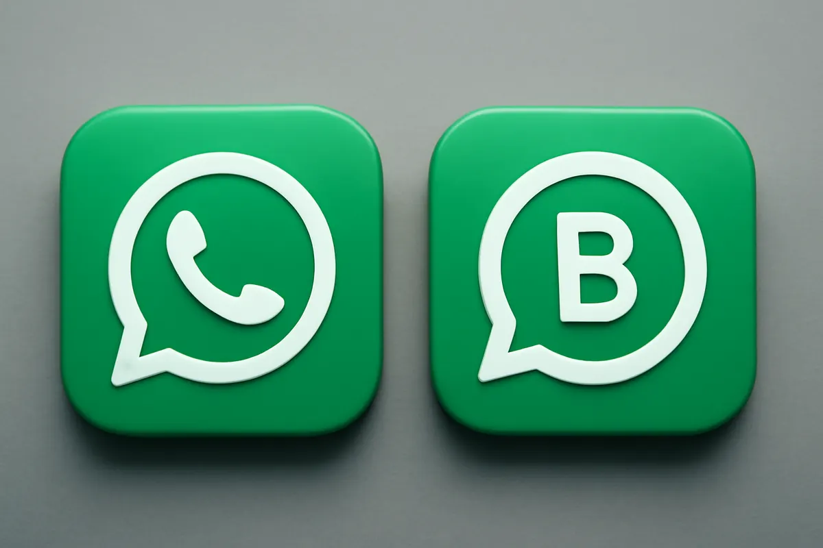 Comparação visual entre os ícones do WhatsApp Messenger e WhatsApp Business.