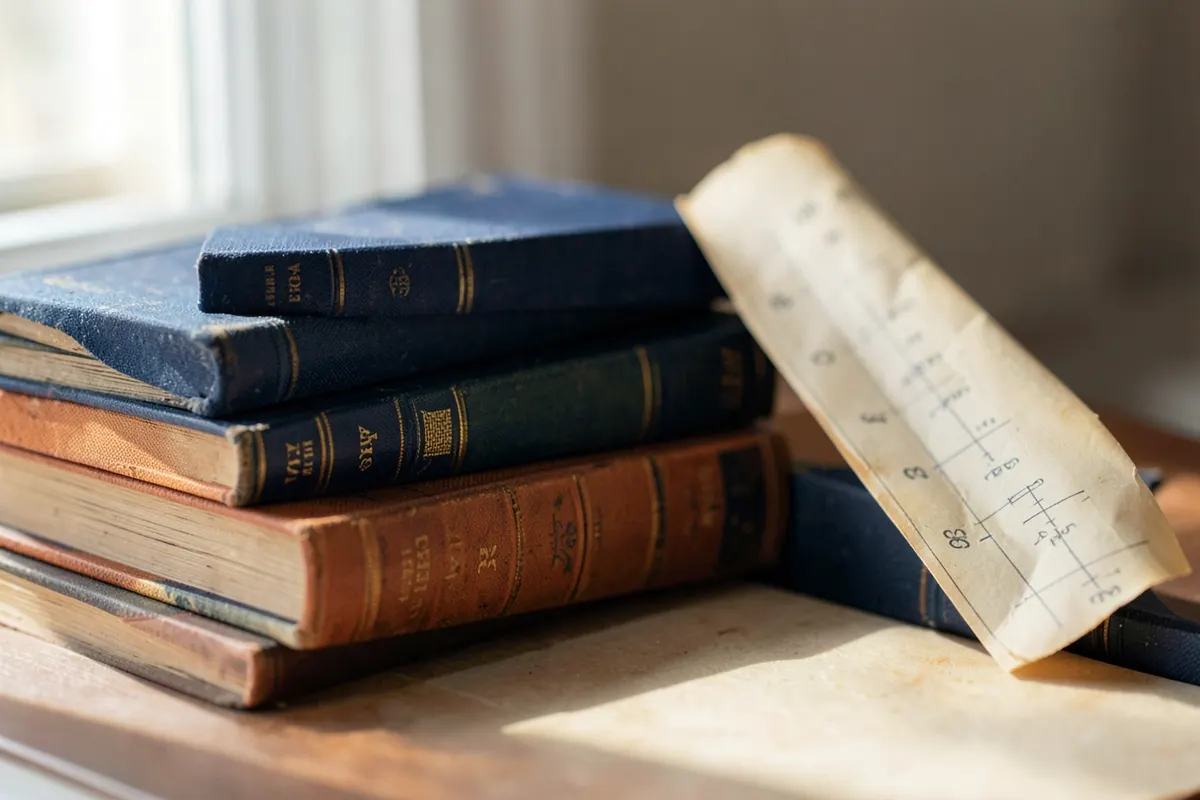 Pilha de livros com um diploma e um gráfico de crescimento ao lado.