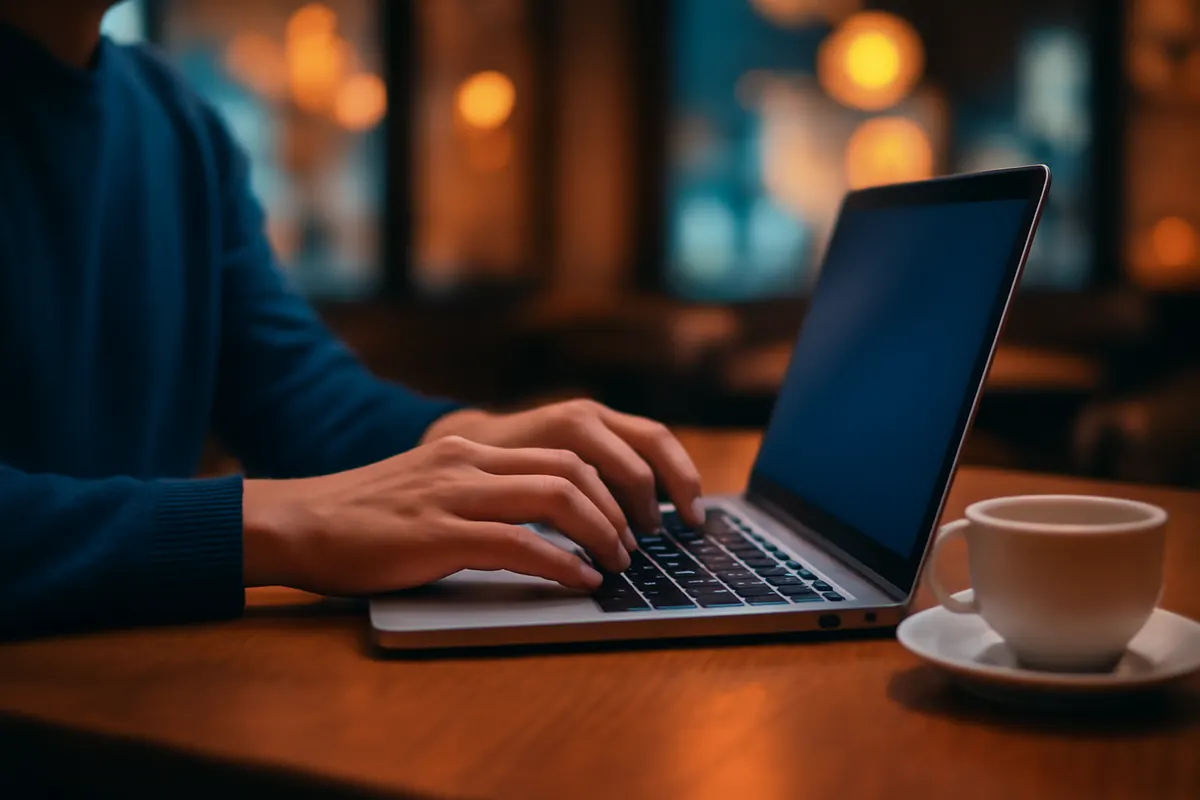 como fazer social selling, pessoa trabalhando em notebook em café