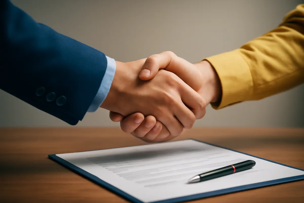 social selling como estratégia de vendas eficaz, aperto de mãos sobre contrato
