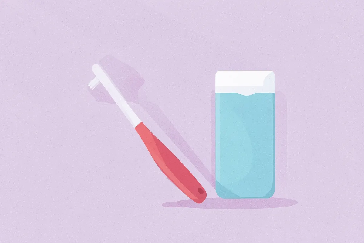 Um kit de higiene bucal para bebês com escova de dentes macia e pasta de dente infantil, em plano detalhe, com luz de estúdio focada, em um momento de cuidado.