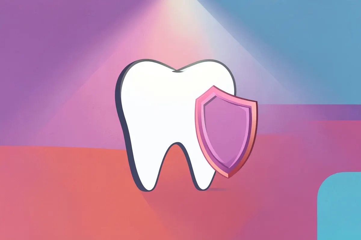 Seção 4: Desenho infantil de um dente com um escudo protetor.