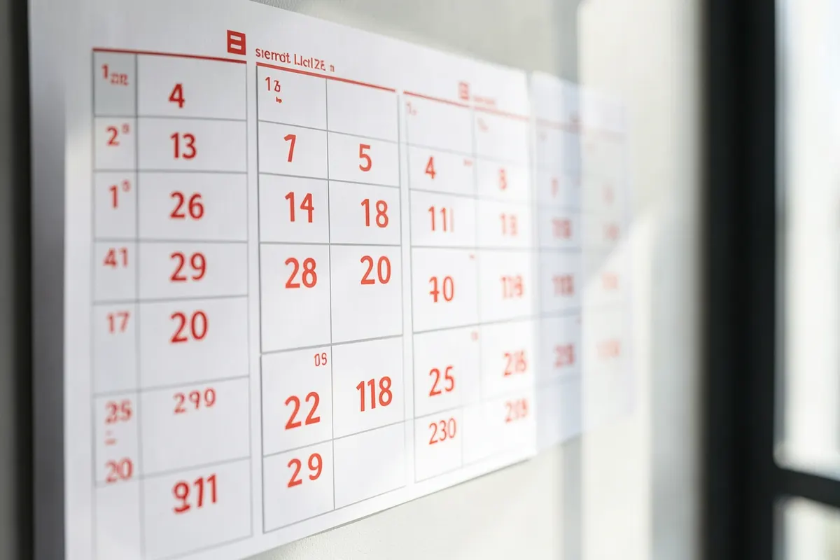 Um calendário com cinco anos marcados, representando o tempo de convivência em união estável.