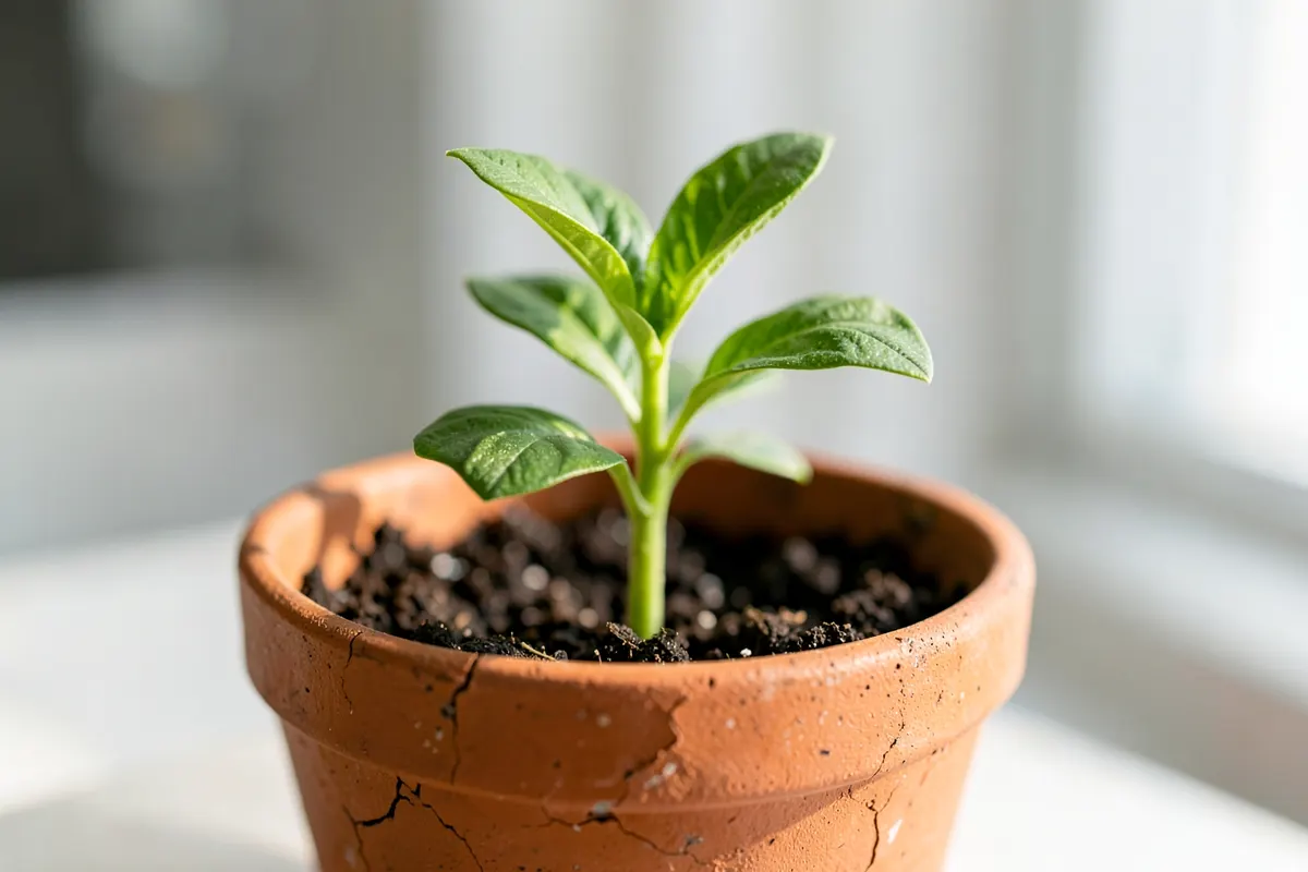 Uma planta crescendo em um vaso, representando o conceito de aquisição de propriedade ao longo do tempo.