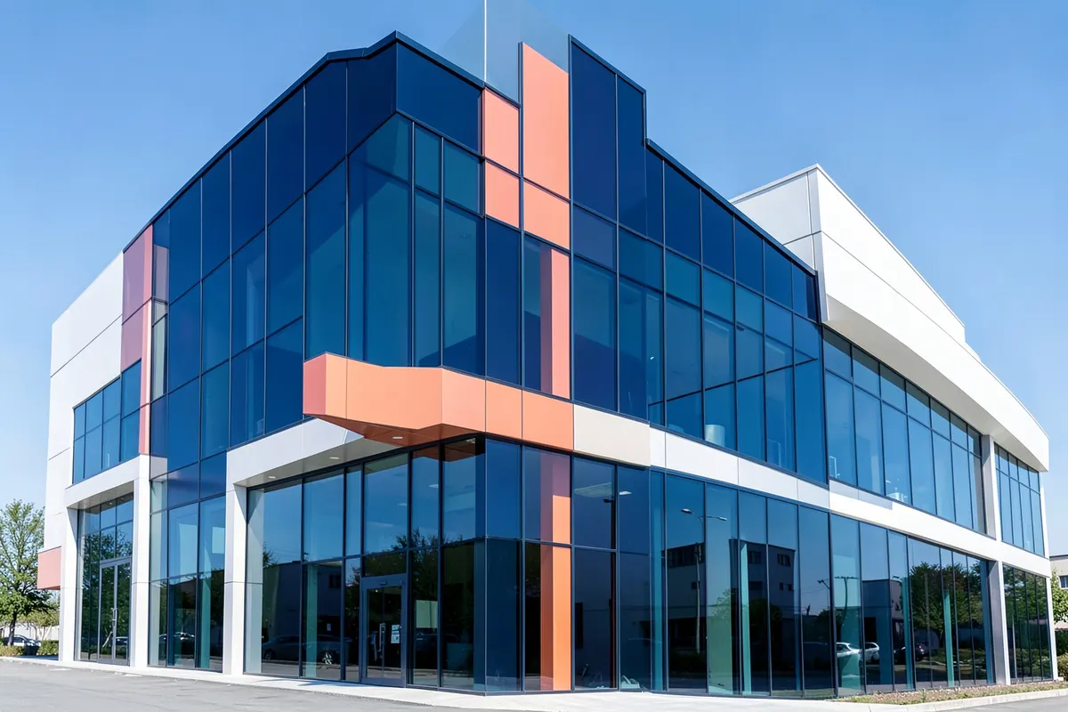 Prédio de banco com fachada imponente