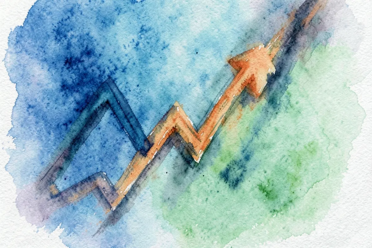 Gráfico abstrato com linhas caindo e cores escuras simbolizando depressão.
