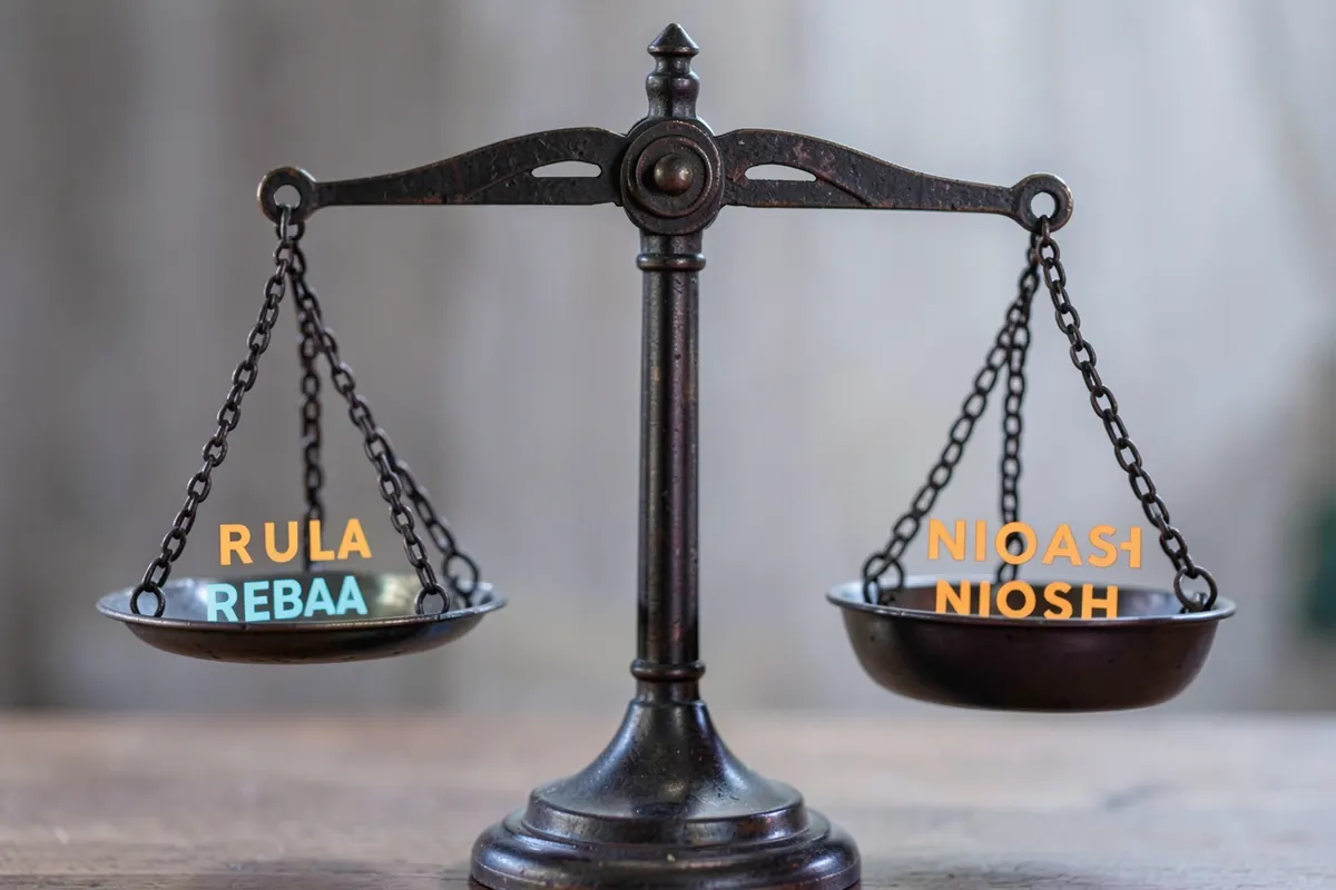 Uma balança com os símbolos RULA, REBA, OWAS e NIOSH em cada prato, simbolizando as limitações e comparações.