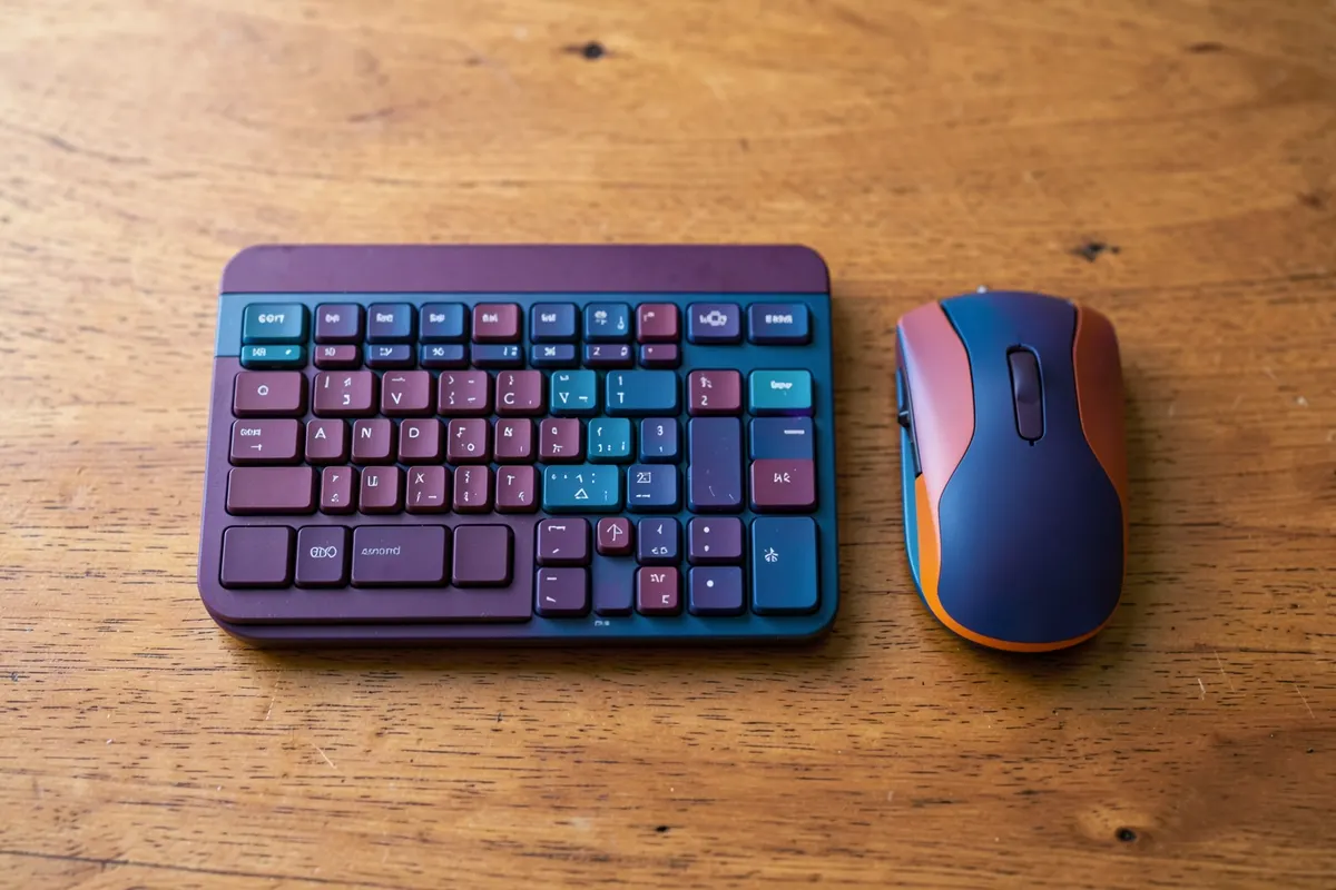 Um conjunto de ferramentas ergonômicas, como um mouse vertical e um teclado separado.