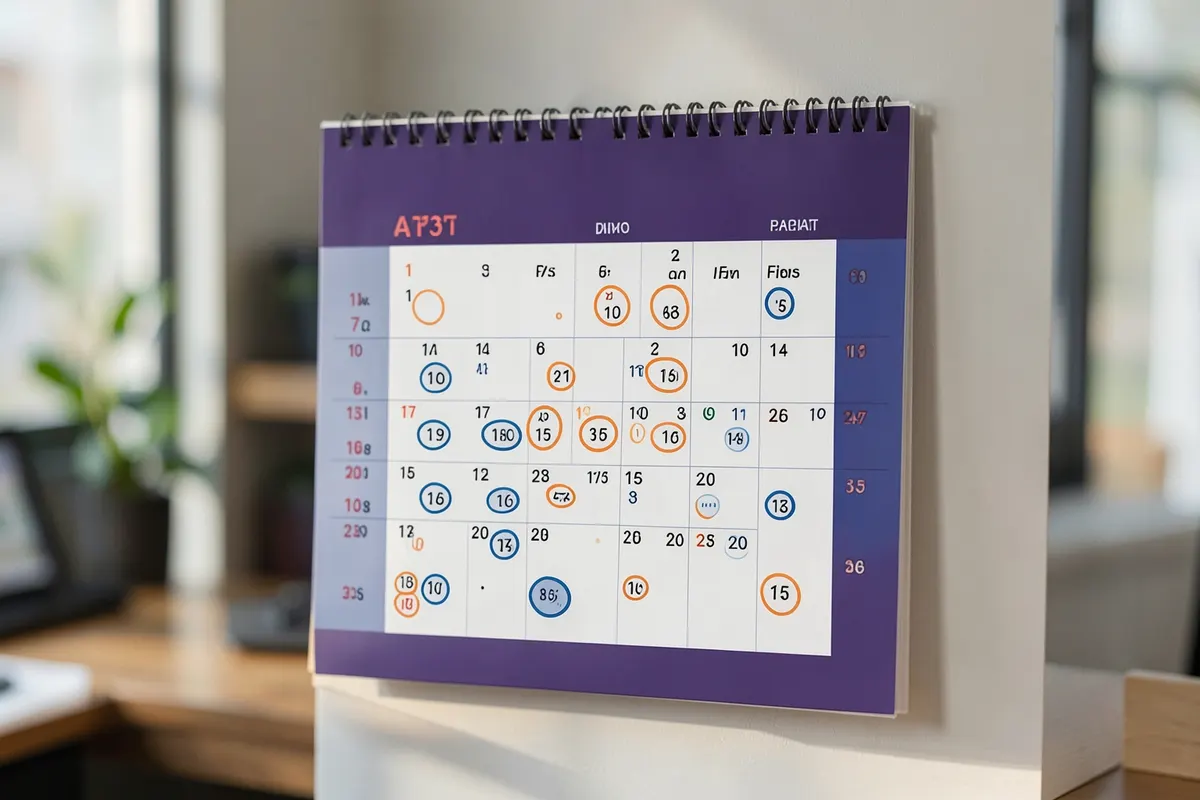 Calendário com prazos marcados para as fases de implantação de um programa de ergonomia