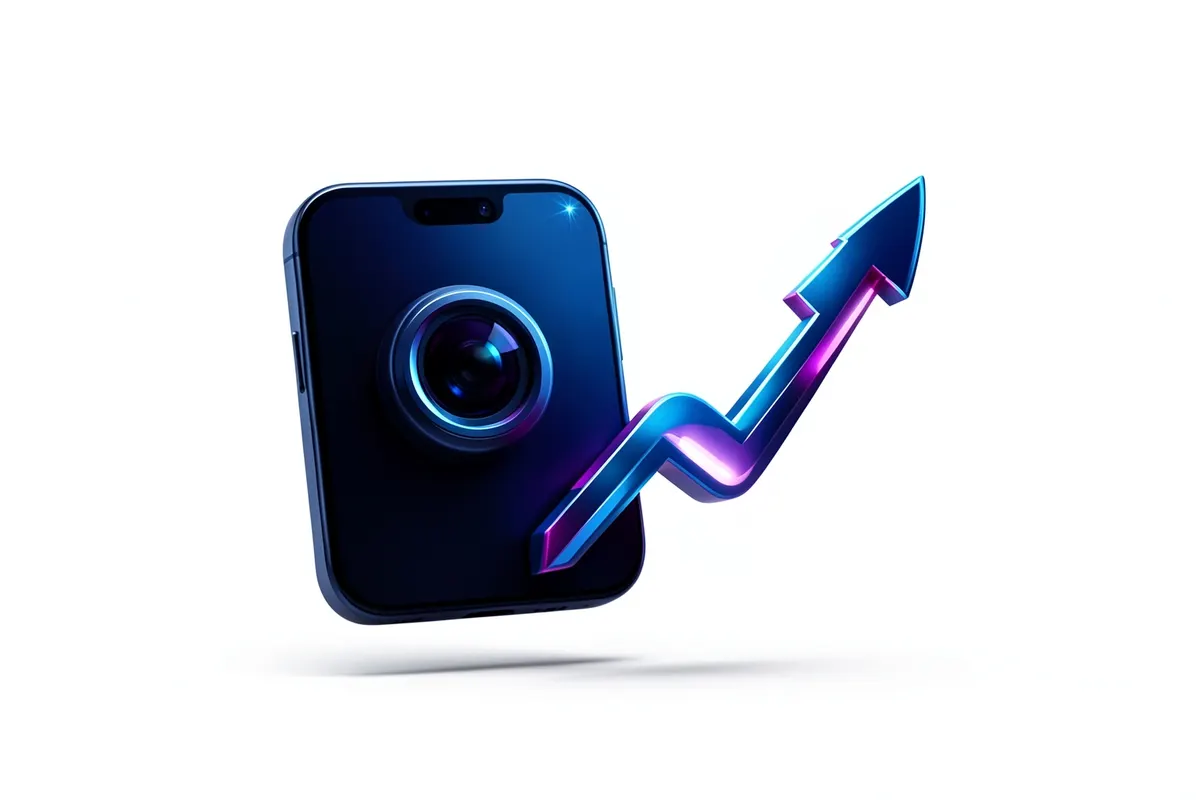 Um ícone de câmera de celular com o logo "CIPTA" e um símbolo de gráfico de crescimento.