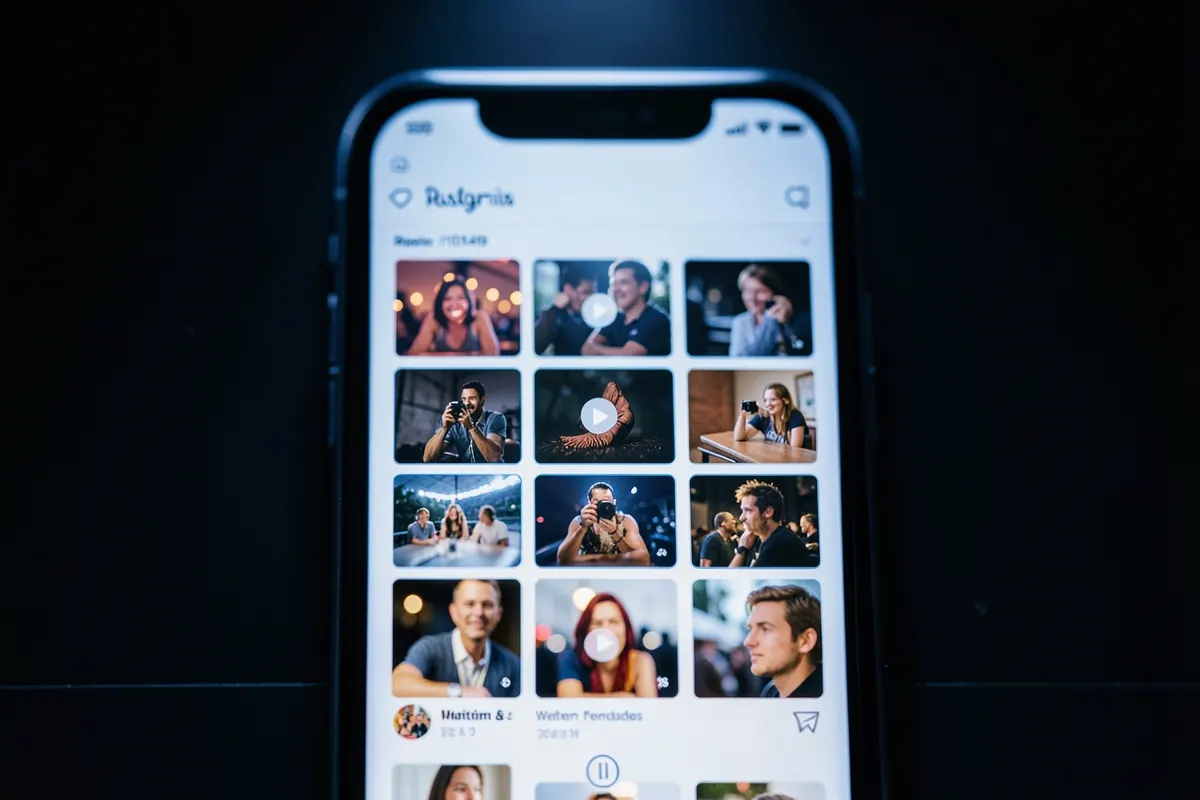 Tela de celular mostrando o aplicativo do Instagram com o feed de Reels.