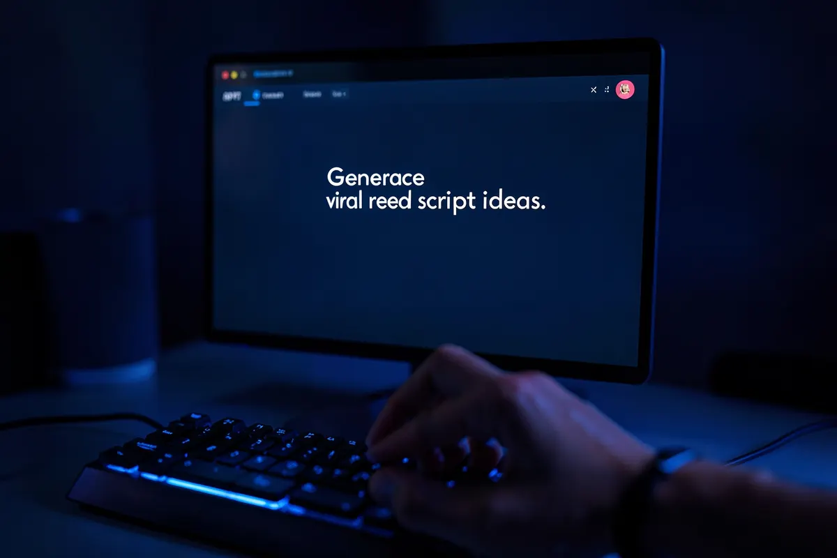 Tela de computador exibindo a interface do ChatGPT com um prompt sobre criação de roteiro para reels virais