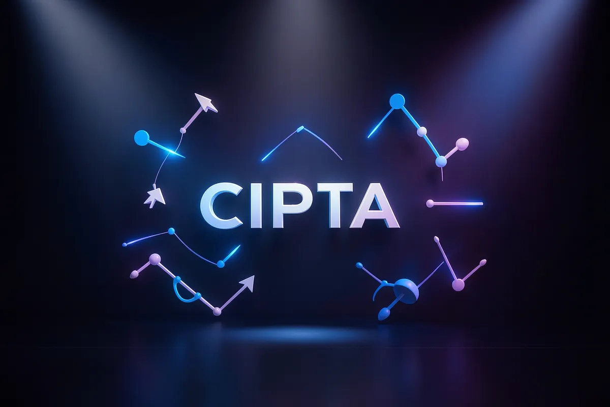 Logotipo da CIPTA em destaque com ícones de crescimento e conexão ao redor.