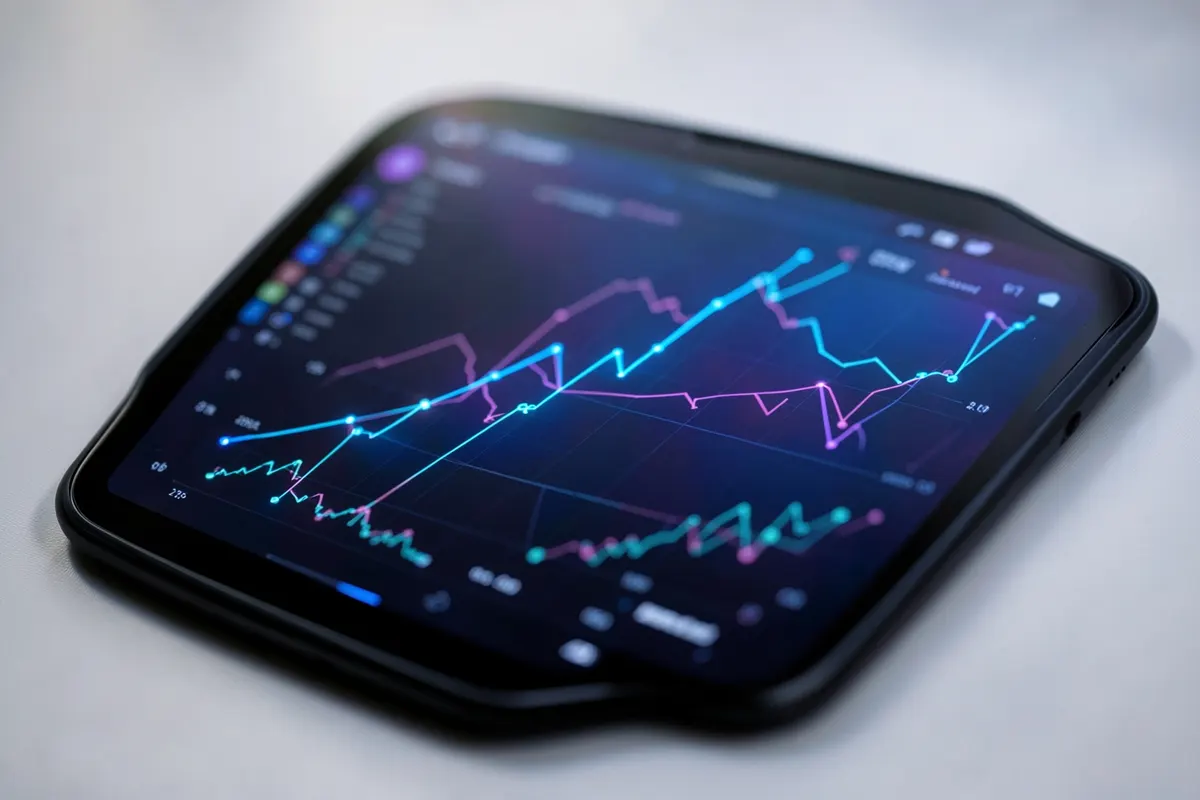 Um algoritmo de IA analisando gráficos de engajamento de vídeo em um tablet.