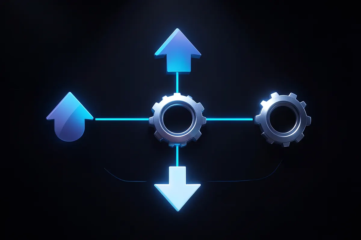 Diagrama mostrando o fluxo de trabalho de uma ferramenta de IA para criação de vídeos, com ícones de upload, processamento e exportação.