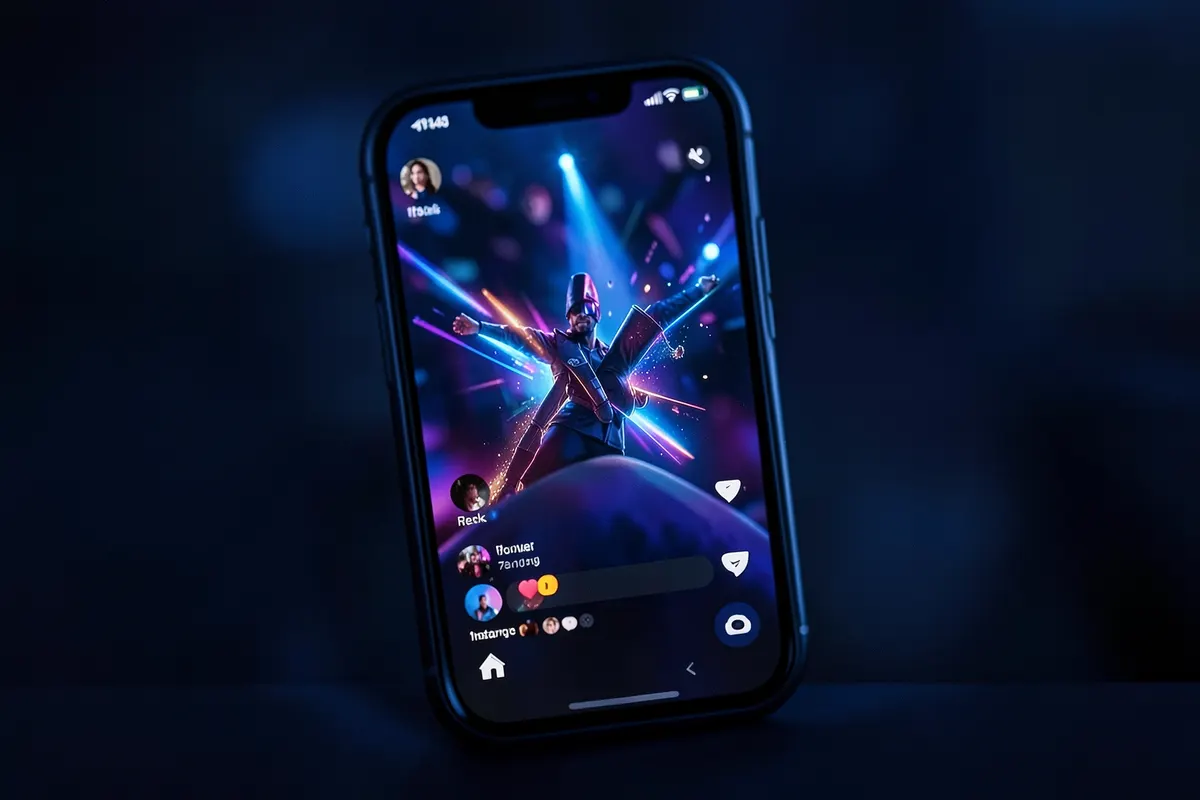 Tela de celular exibindo o aplicativo do Instagram com um vídeo de Reels em reprodução e ícones de engajamento.