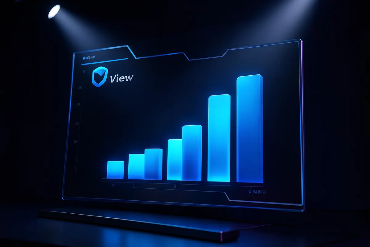 Um gráfico de barras mostrando um milhão de visualizações em um painel digital, com o logo da CIPTA ao lado.