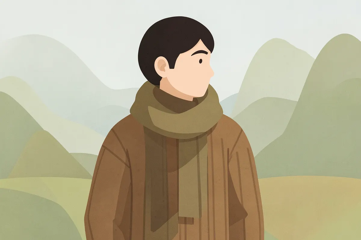 Pessoa usando blusa de lã e cachecol em dia frio