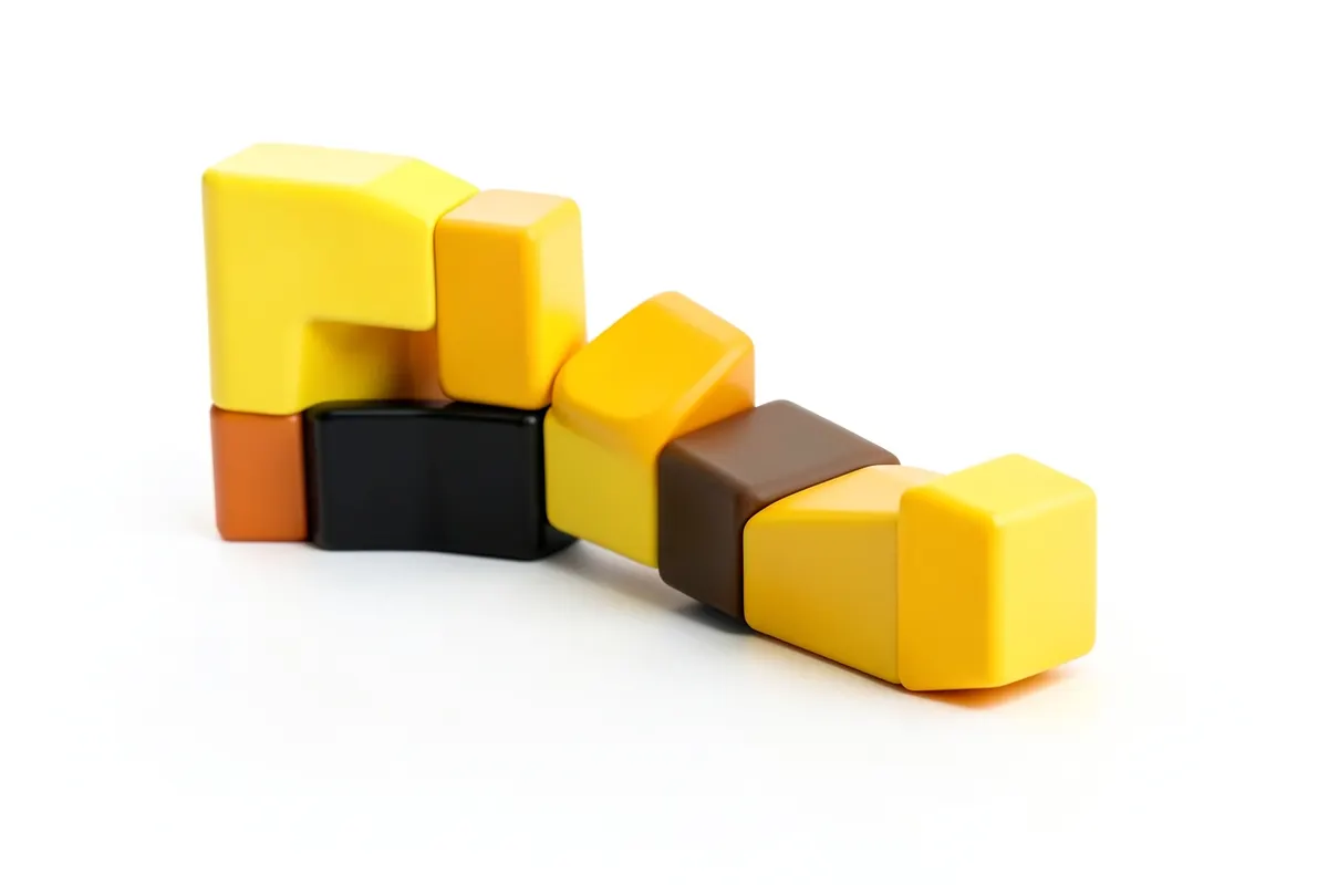 Gráfico de crescimento estilizado feito de blocos de construção coloridos.