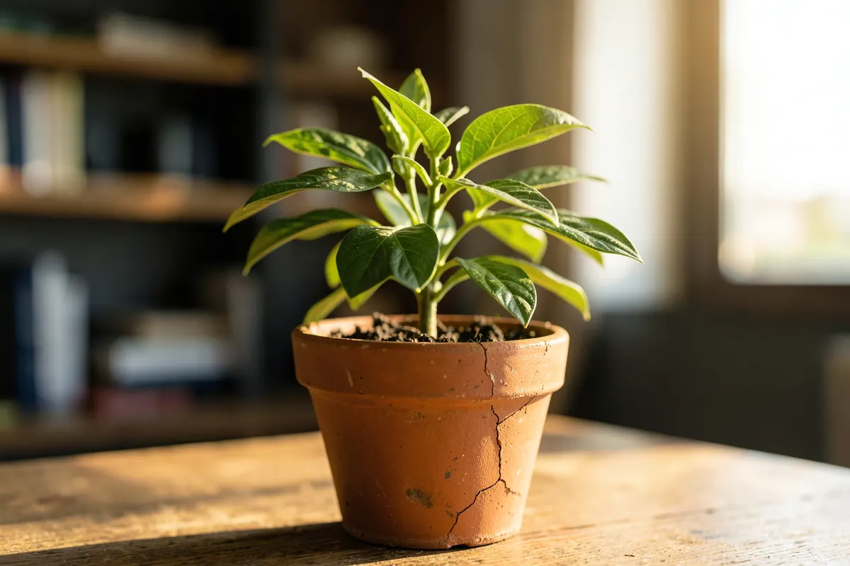 Uma planta crescendo em um vaso, simbolizando o início de uma carreira em marketing digital.