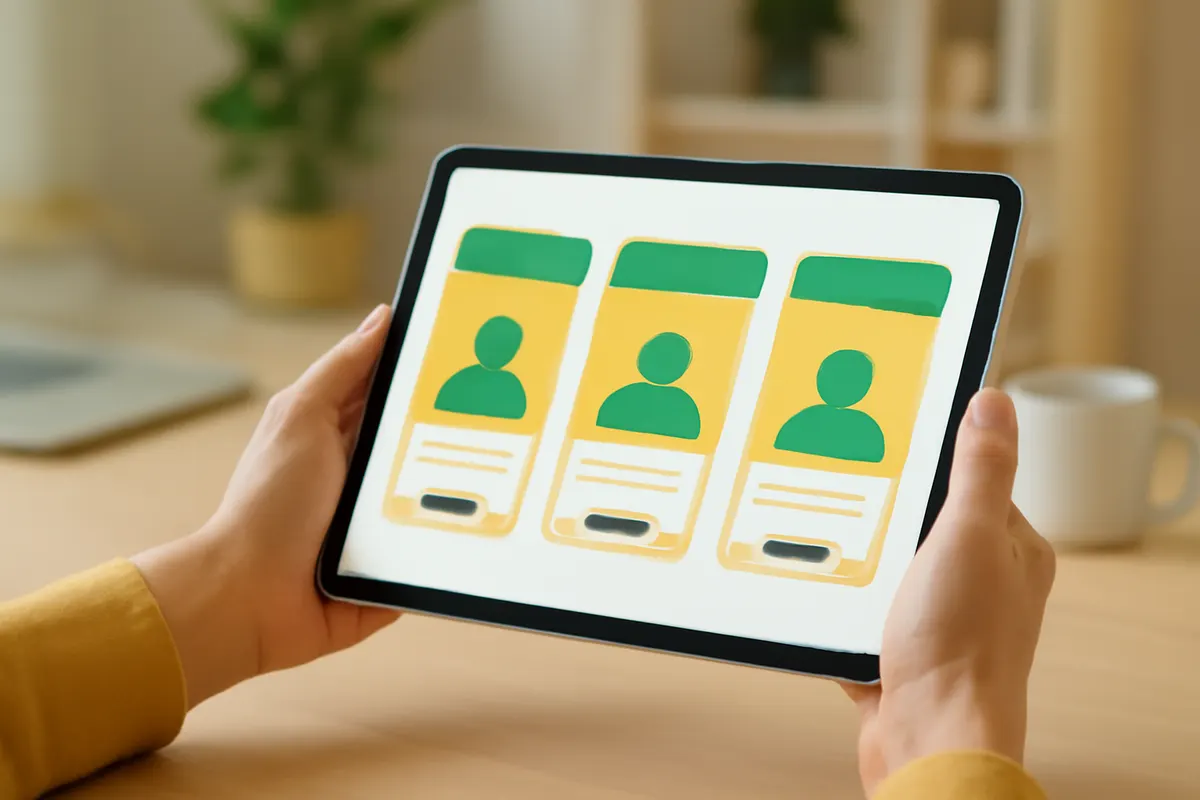 Como escolher um curso de tráfego pago: pessoa analisando diferentes opções de cursos em um tablet.