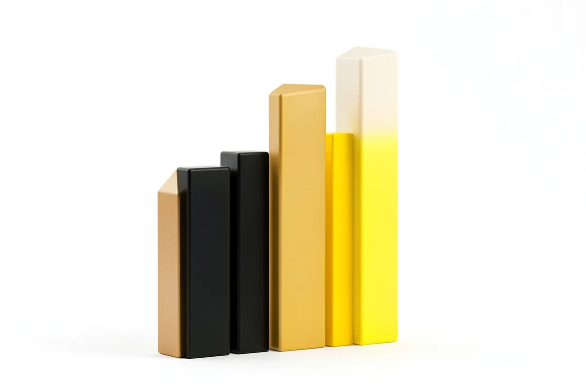 Gráfico de barras ascendente representando crescimento financeiro.