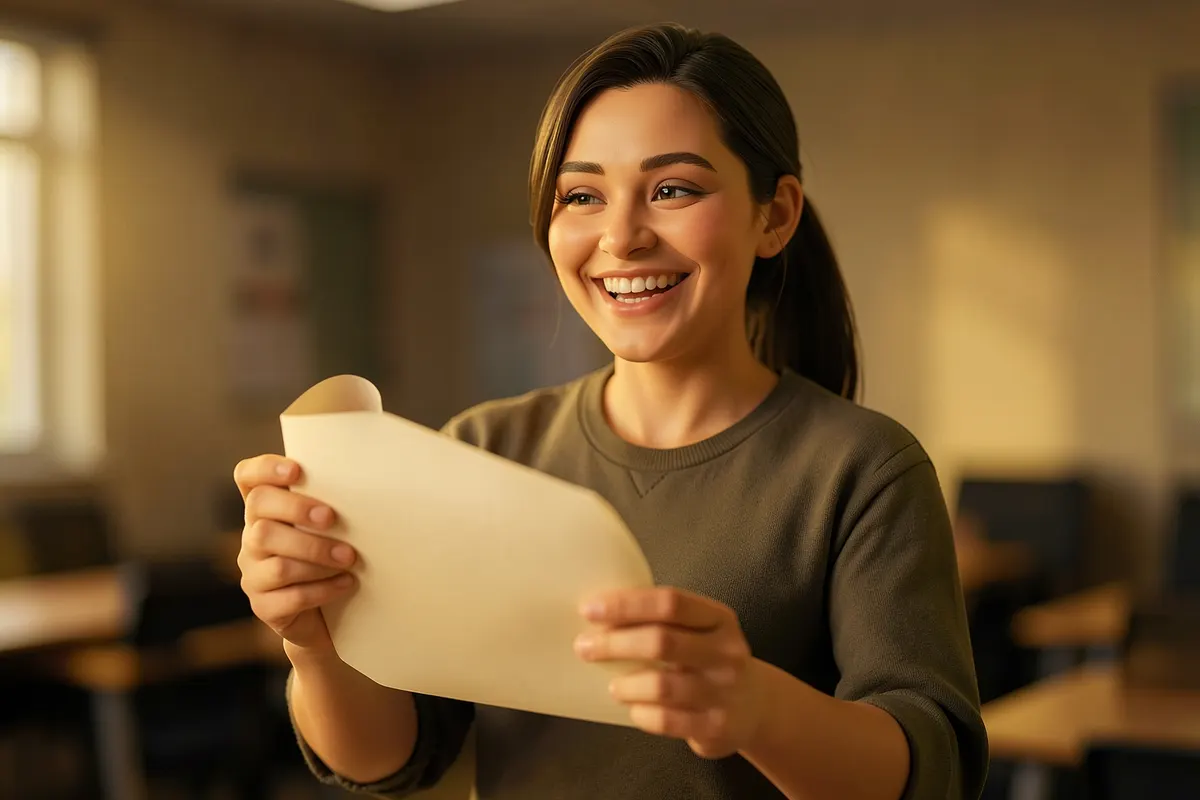 Pessoa sorrindo e recebendo um certificado.