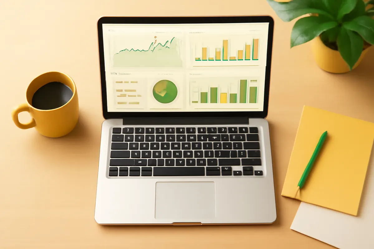 Gráfico de desempenho de campanhas de anúncios online sendo exibido em um monitor.
