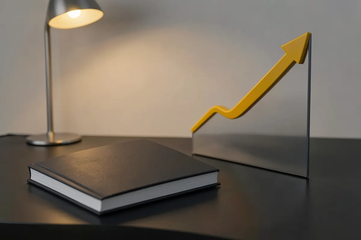 Livro aberto com o título 'Curso de Tráfego Pago' e um gráfico de crescimento ao lado.