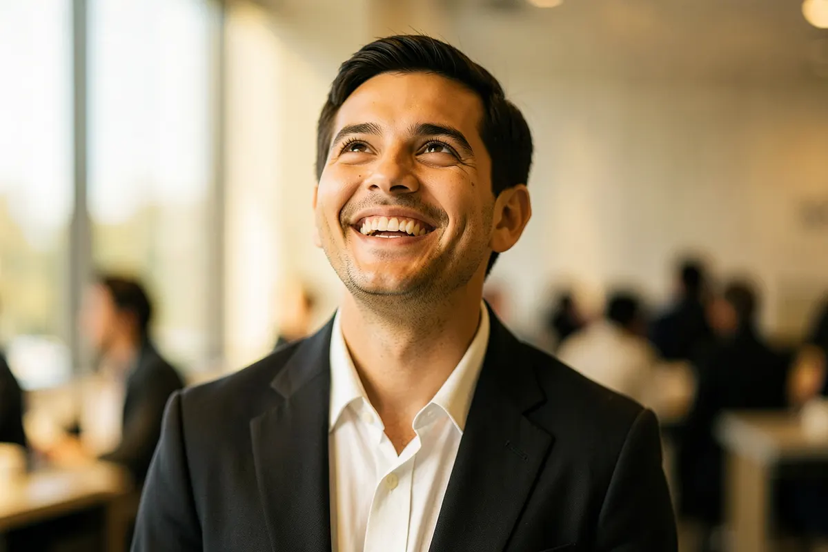 Pessoa comemorando sucesso em campanha de tráfego pago.