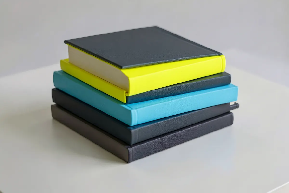 Pilha de livros com diferentes matérias sobre uma mesa.