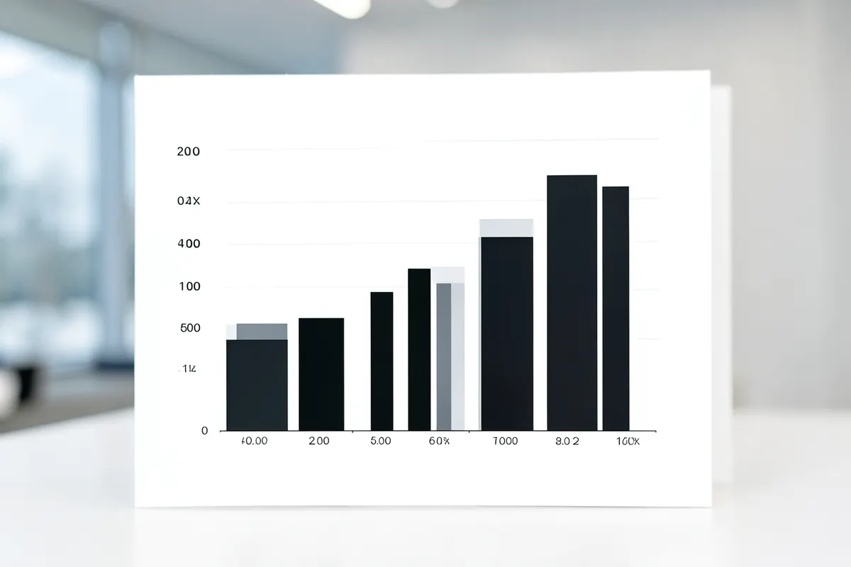 Gráfico de barras mostrando crescimento de seguidores ao longo do tempo.