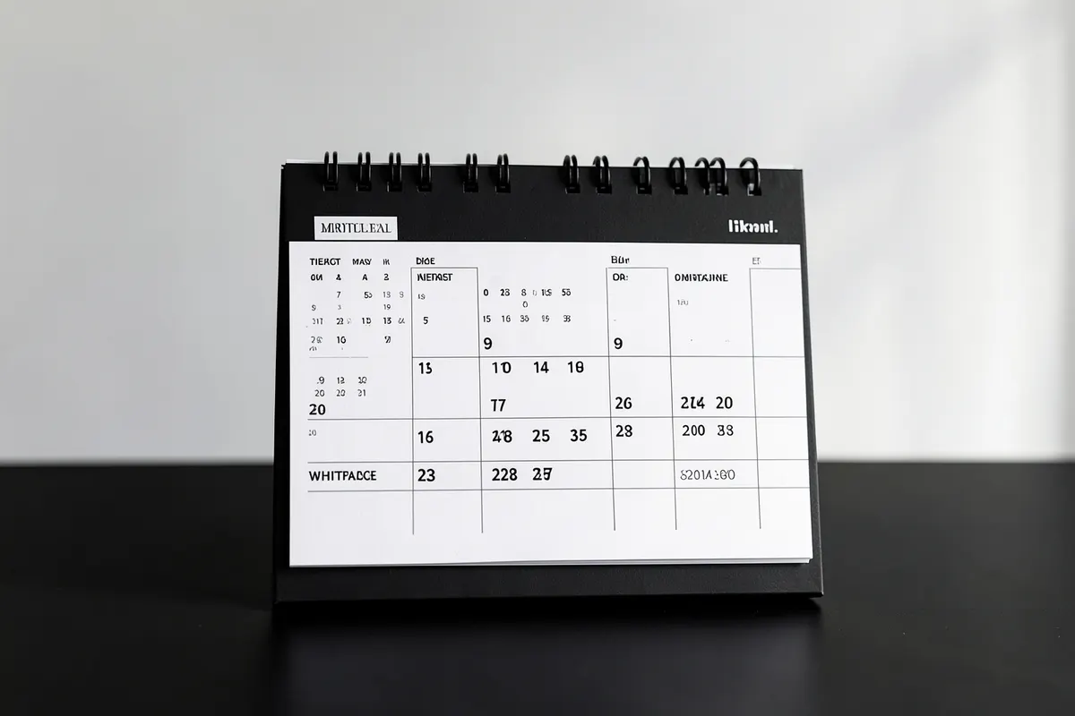 Calendário com marcações de posts e eventos importantes.