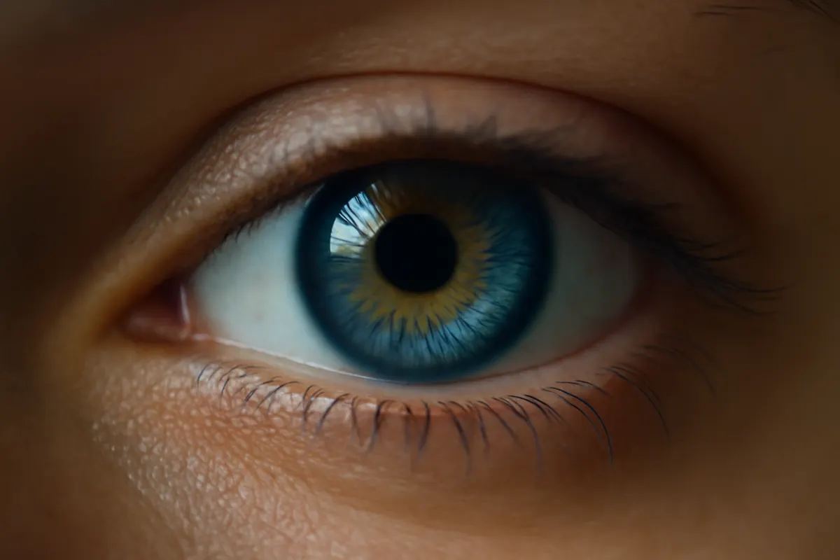 close-up de um olho com a íris detalhada e a pupila dilatada, keyword cirurgia olho refrativo