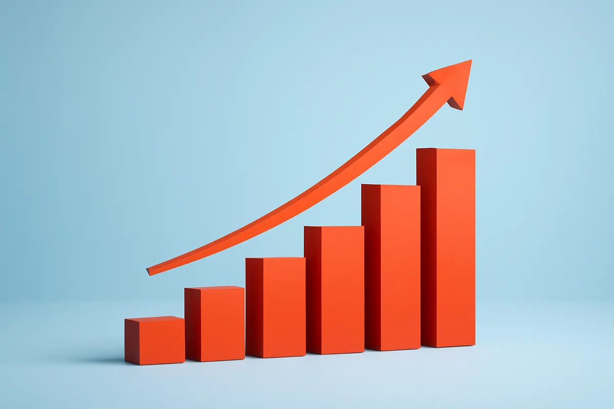 Gráfico de barras mostrando o crescimento do ROI de campanhas de marketing digital, keyword: marketing digital por onde começar