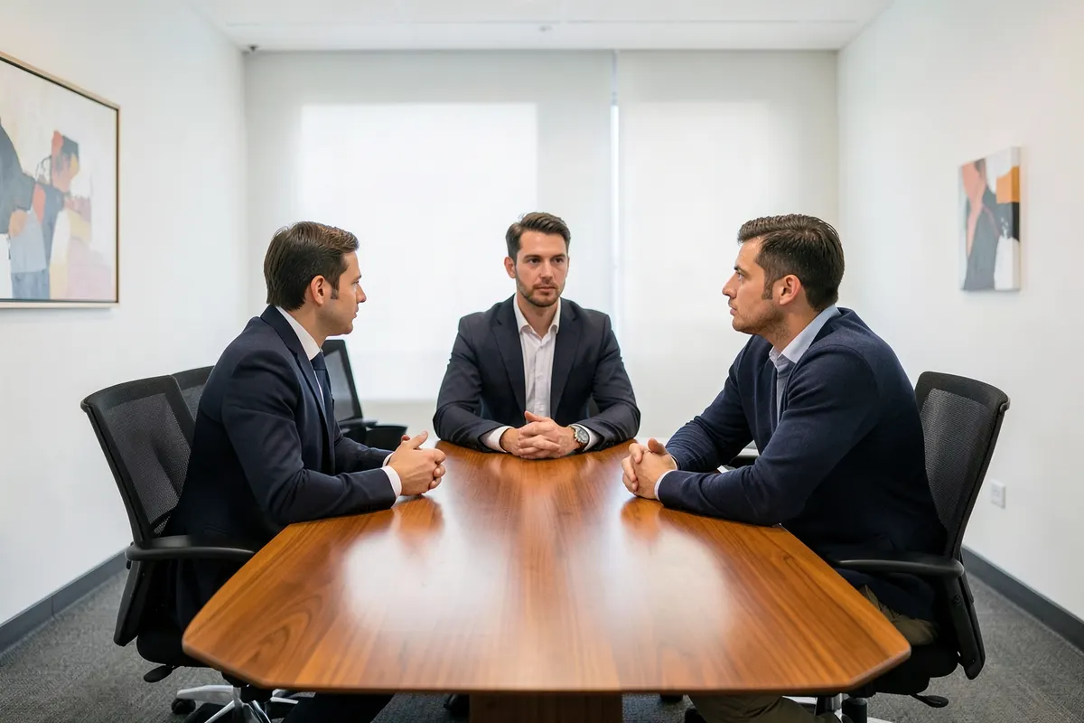 Entrevista de emprego para gestor de tráfego pago com candidatos e recrutador