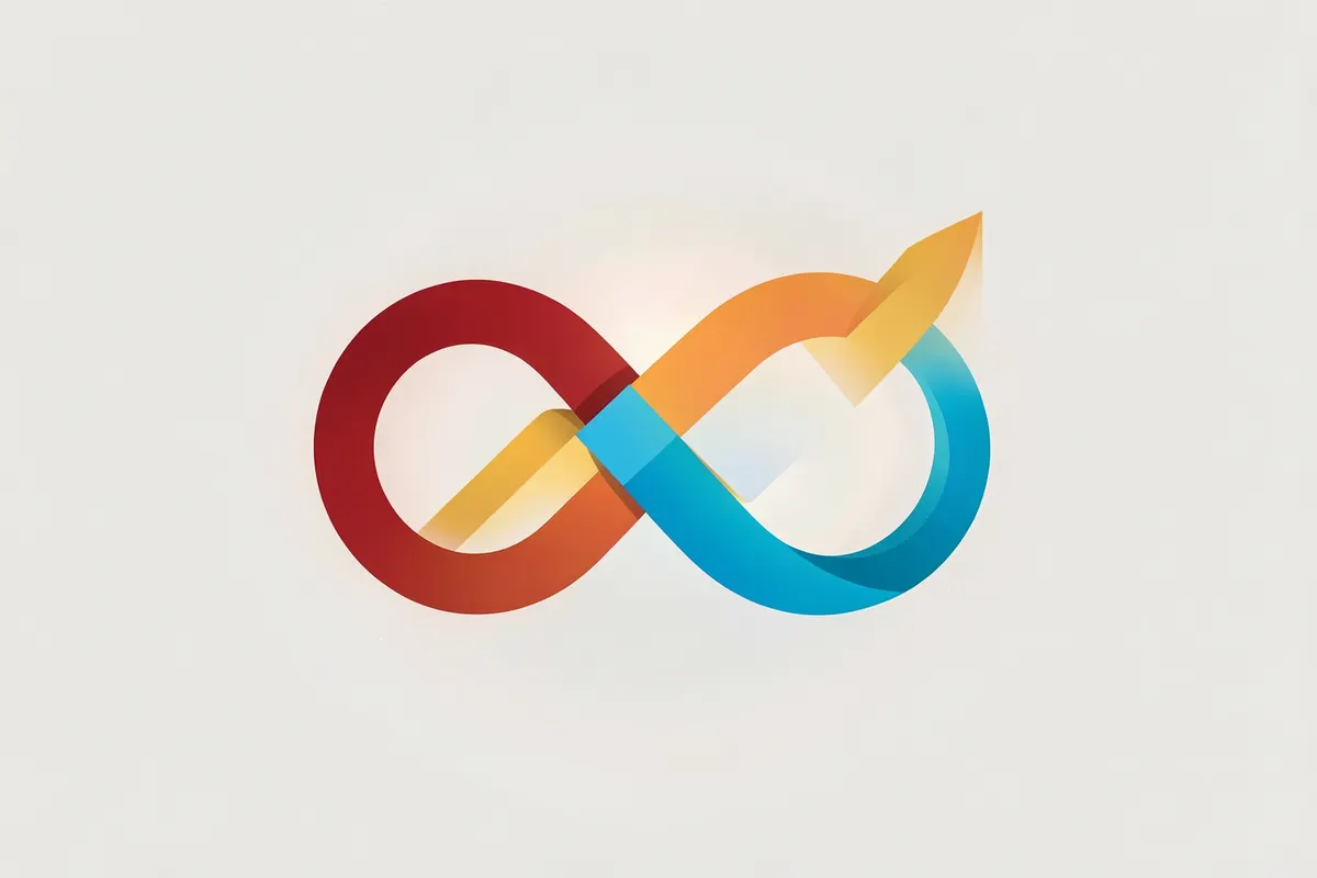 Símbolo do infinito entrelaçado com um gráfico de crescimento financeiro.