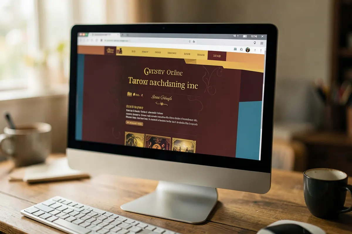 Tela de computador exibindo um site de baralho cigano grátis online